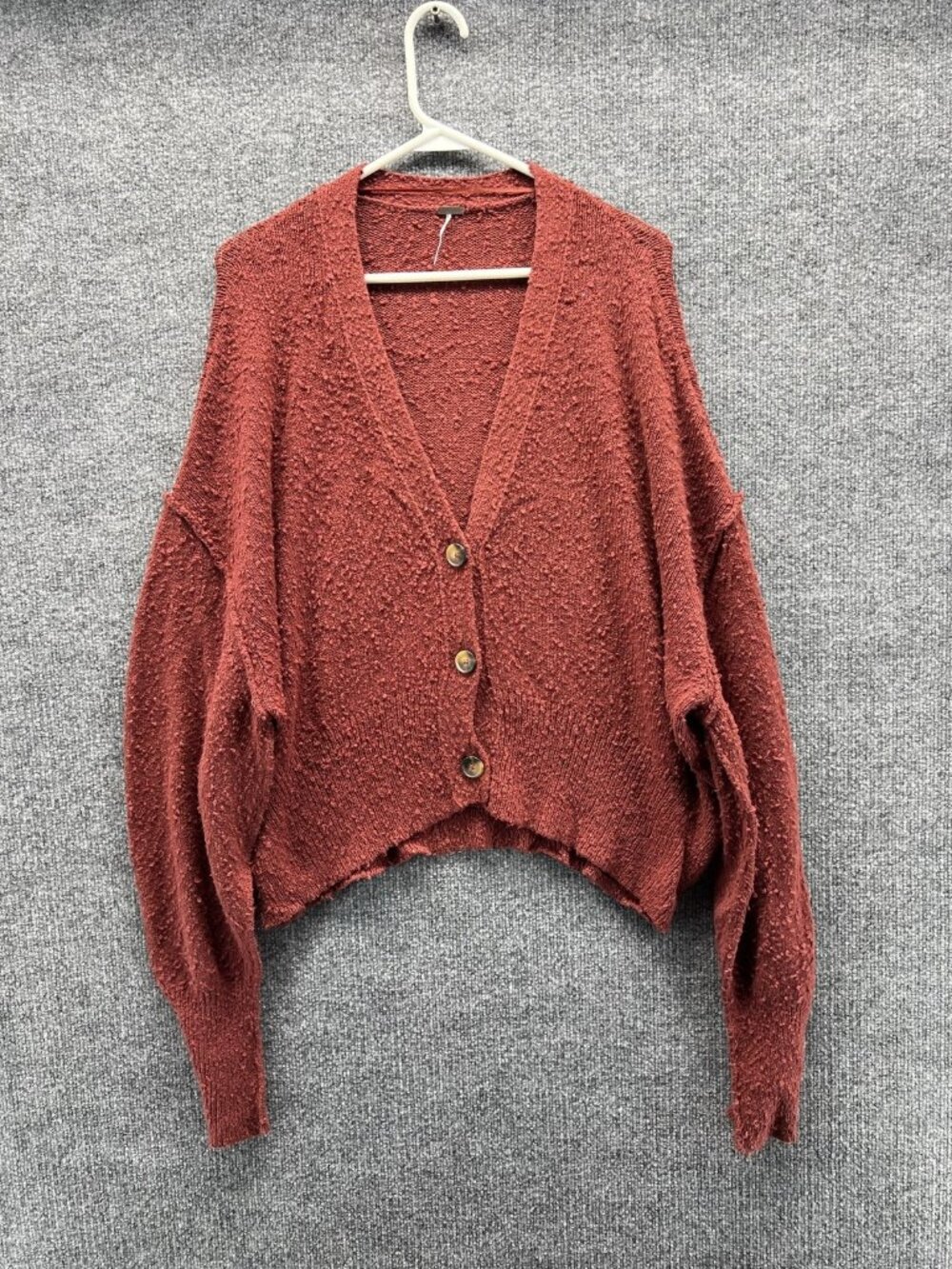 Free People Cardigan Sweater Womens Small Red V Neck Dolman Sleeve Oversized